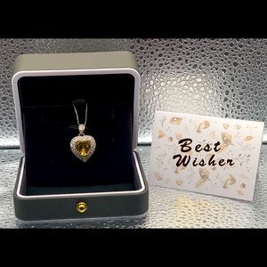 Yellow Topaz birthstone heart necklace (November)